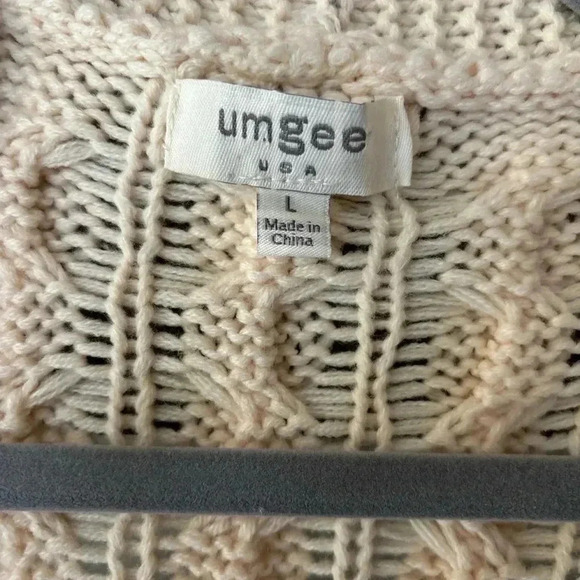 UMGE Cardigan Size L Neutral Western Fringe Oversized Lagenlook Cowgirl fall - Picture 2 of 8